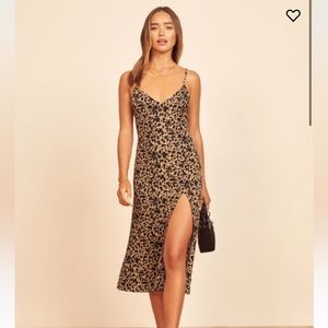 Reformation Crimini Leopard Print MIDI Dress